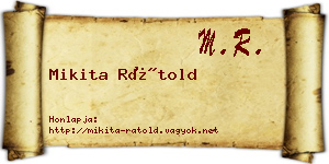Mikita Rátold névjegykártya